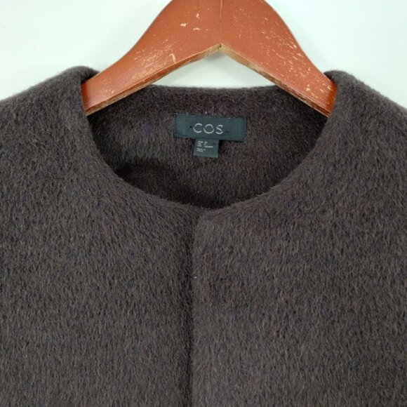 Cos Alpaca Wool Blend Cropped Fur Coat Jacket Size 4 Brown Quiet Luxury - Picture 2 of 12
